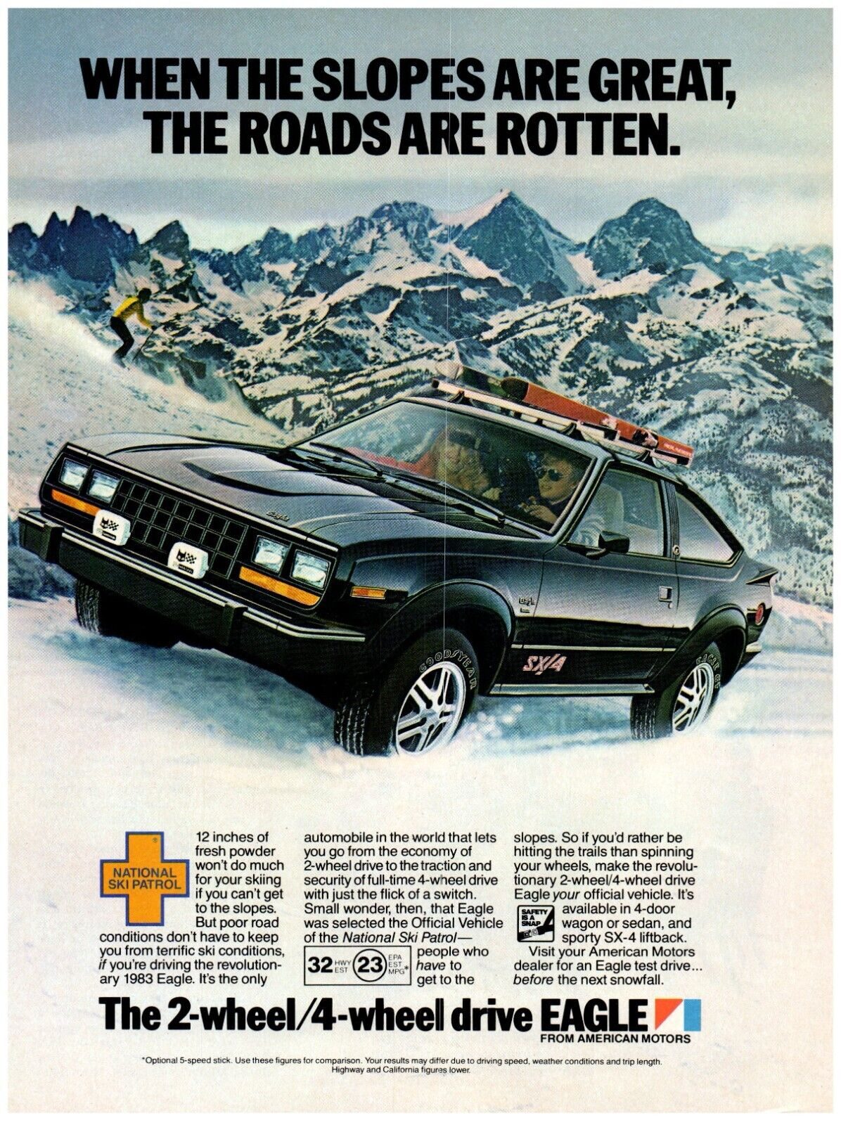 AMC ad: when the slopes are great, the roads are rotten