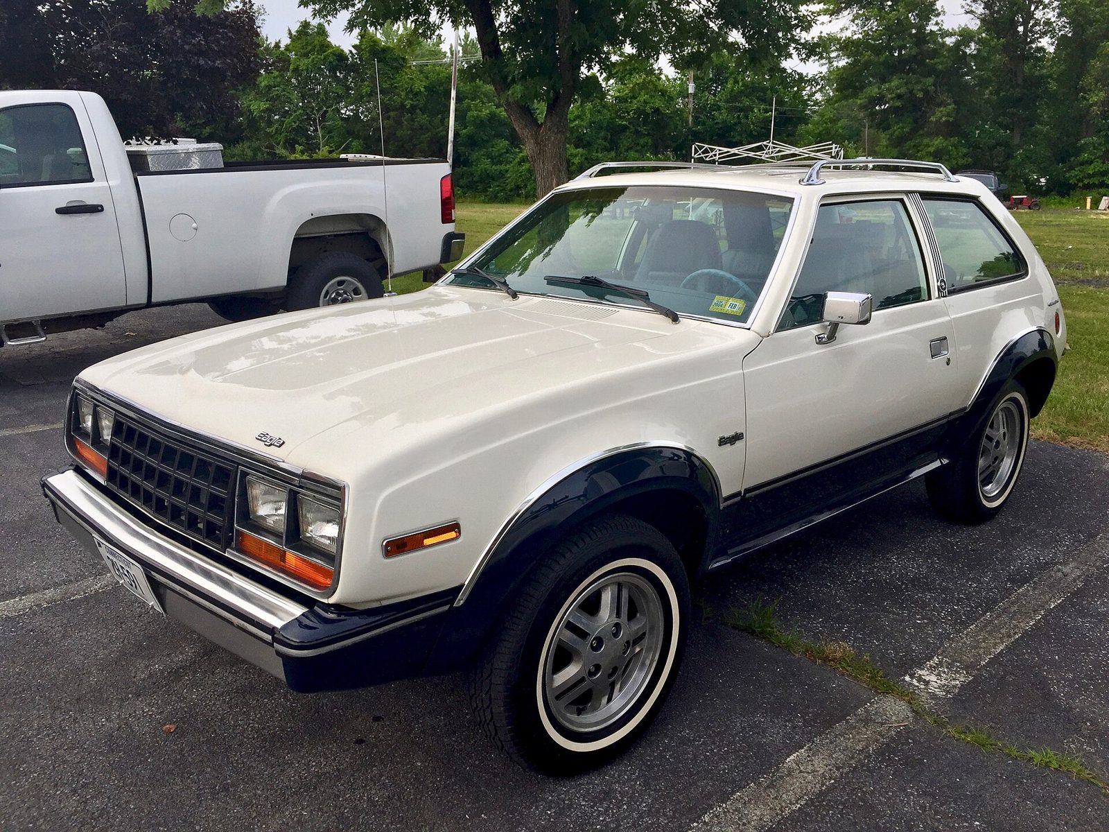 1982 Eagle Kammback in white with a roof rack
